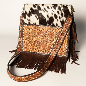 American Darling Cross Body Hand Tooled Hair on-Genuine Leather Western Women Bag Handbag Purse | Crossbody for Cute